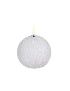 ROUND LED-stearinlys, hvid, Ø 7 cm, glitter – Uyuni Lighting - Stue - Andet - Med én lyskilde