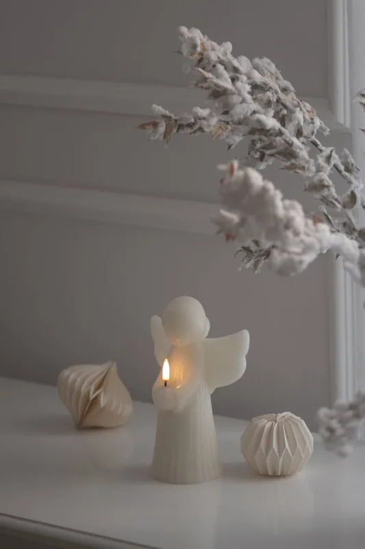 LED Candle Angel, Vanilla, Smooth, 14x19 cm