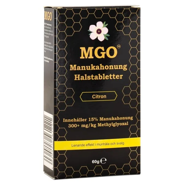 MGO Manuka Honning Halstabletter 300+, Citron, 60 g