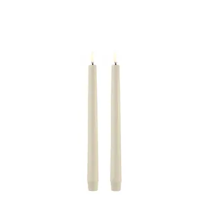 LED Taper Candle, Oyster Grey, Smooth, 2pack, 2,3x25 cm