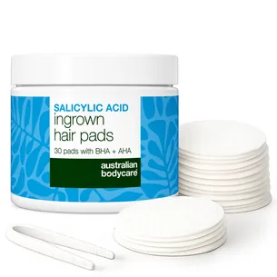 Salicylsyre pads mod indgroede hår og barberingsbumser â Pads mod indgroede hår, barberingsbumser og rødme i bikinilinjen. Eksfolierer huden mildt med eksfolierende salicylsyre. - 60 stk.