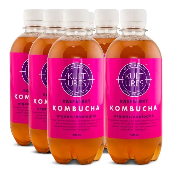 Kultures Kombucha, Hindbær, 6-pak