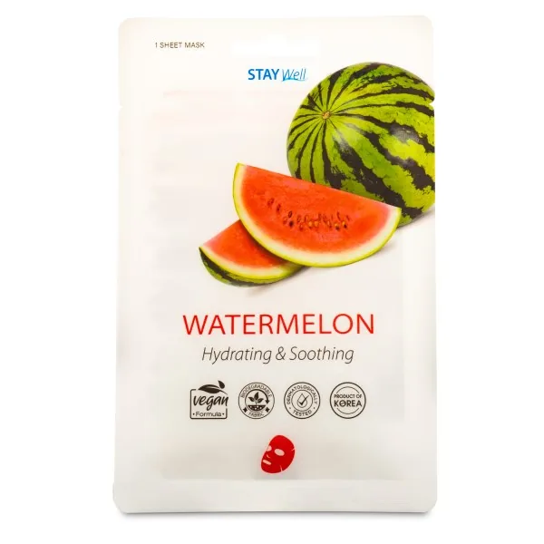 StayWell Vegan Sheet Mask, 1 stk, Watermelon