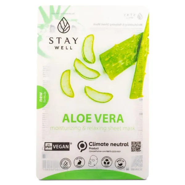 StayWell Vegan Sheet Mask, 1 stk, Aloe
