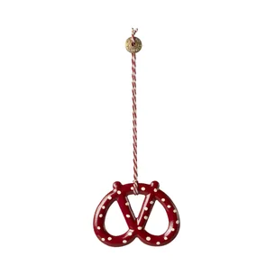 Kringle rød m/ hvide prikker metalornament - Maileg